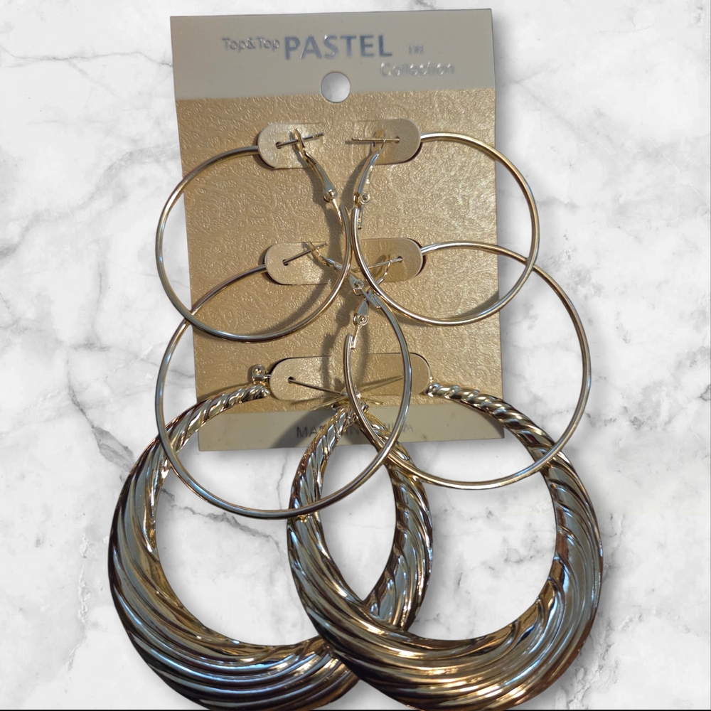 Pastels Clothing Gold-Tone Hoop Earring Set